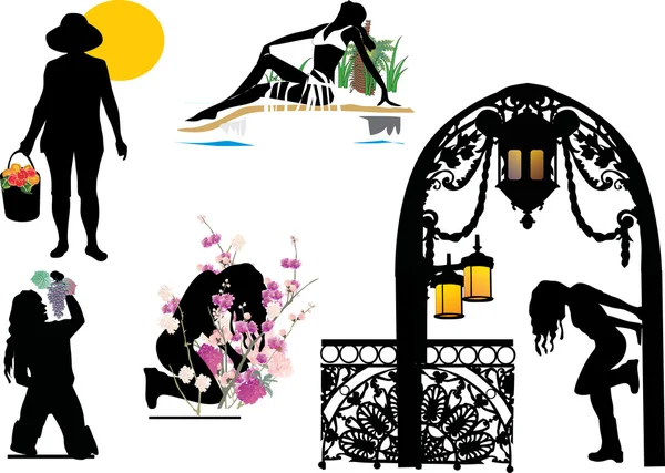 Relax women silhouettes — Stock Vector