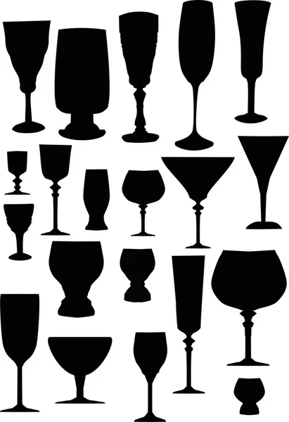 Conjunto de siluetas de vidrio — Vector de stock