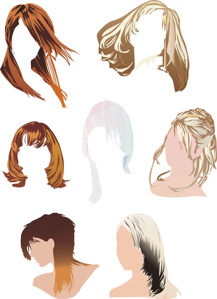 Seven woman hairstyles — Stock Vector