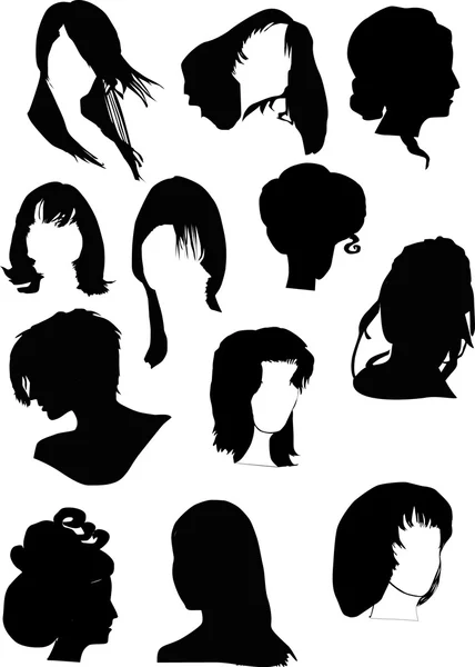 Doze penteados mulher negra — Vetor de Stock