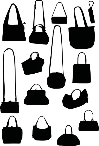 El çantası silhouettes — Stok Vektör