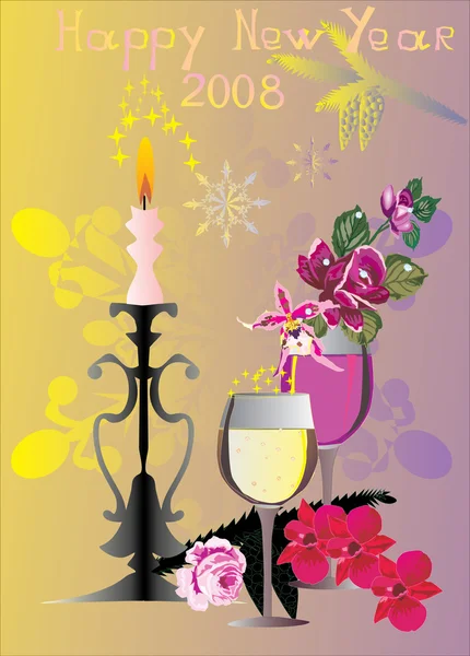Illustrazione con bicchieri di champagne — Vettoriale Stock