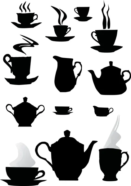 Coffee cup silhouettes — Stock Vector