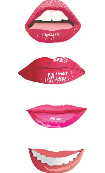 Quatre lèvres de femmes — Image vectorielle
