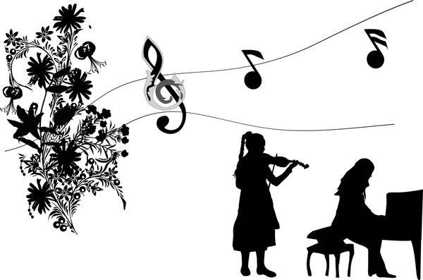 Musiciens et notes — Image vectorielle