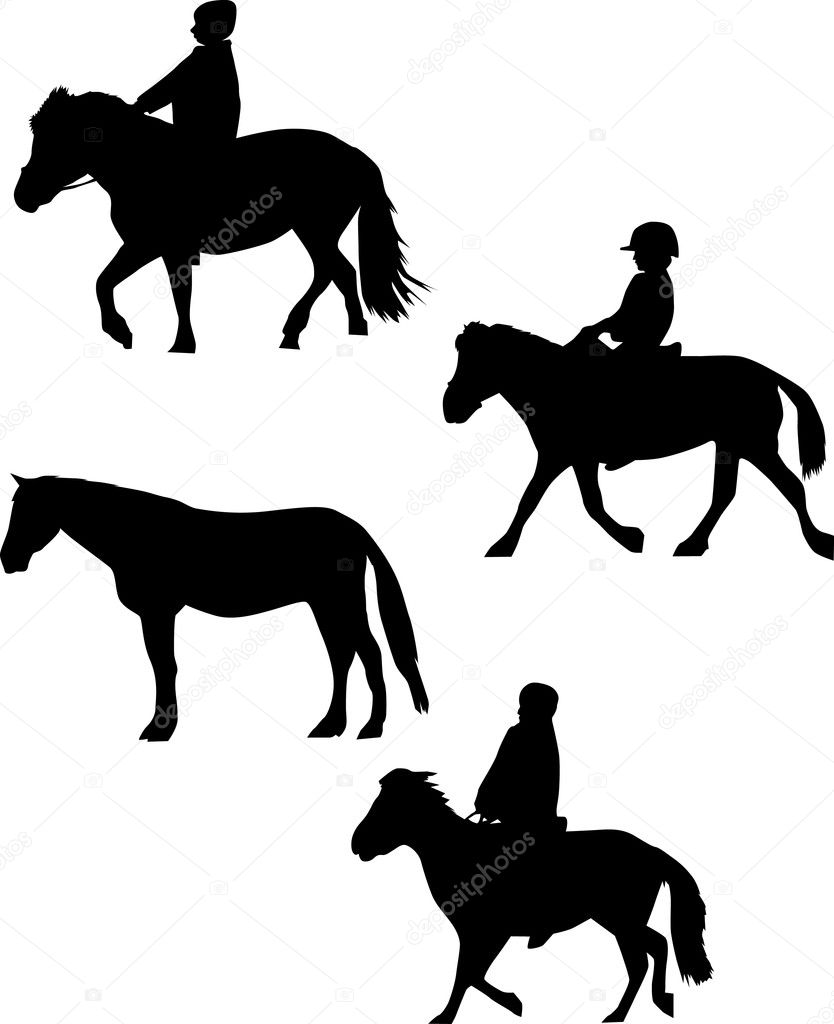 Three horsemen and single horse