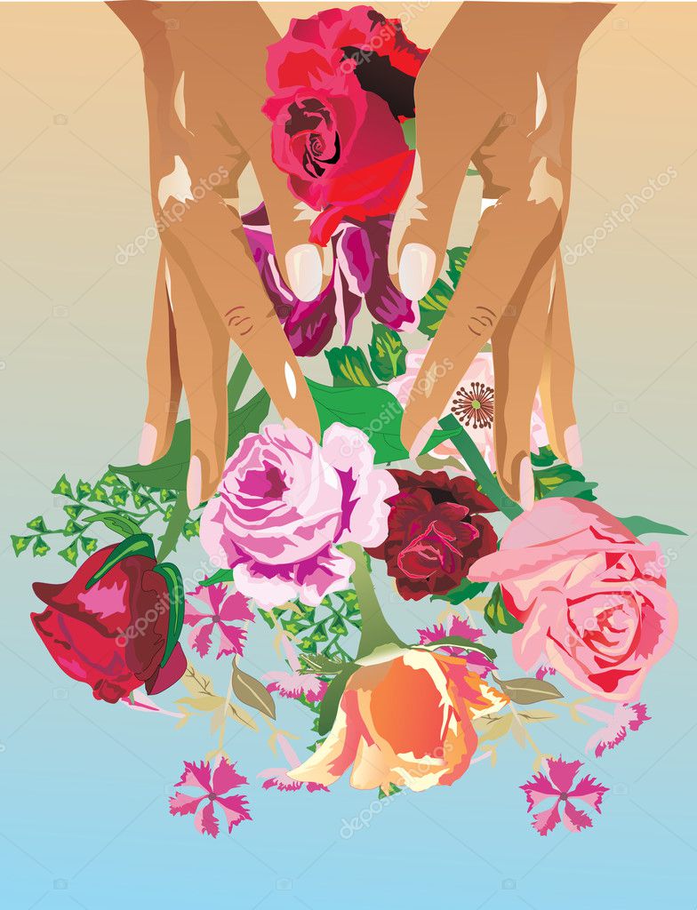 Hands Holding Roses Stock Vector Image By ©dr Pas 1915412