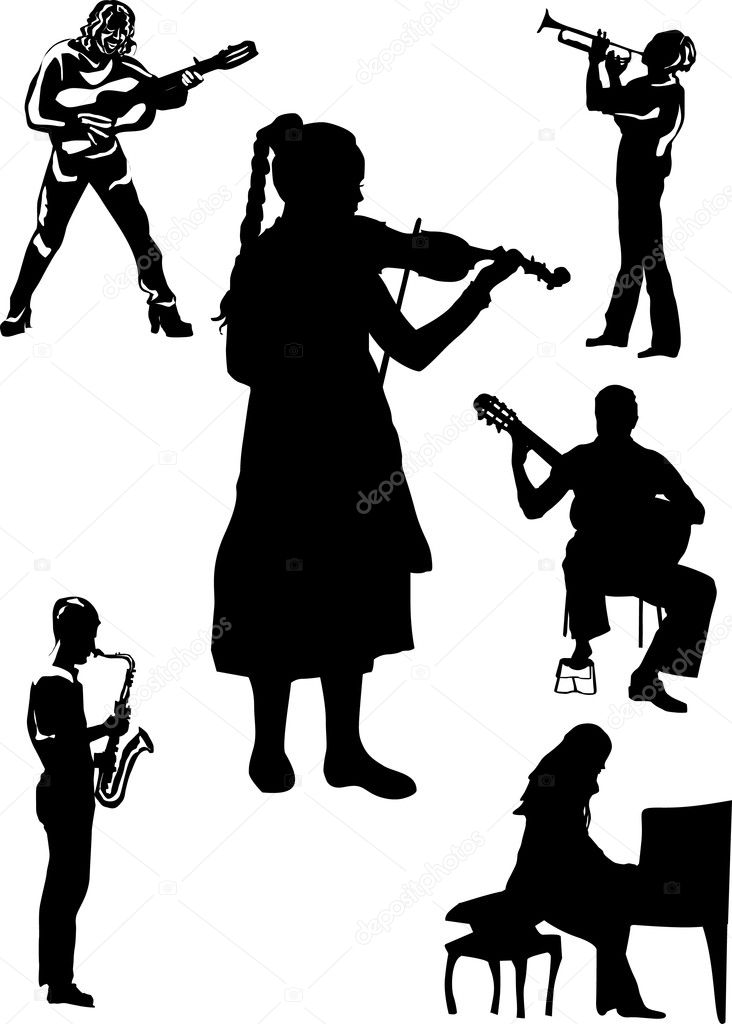 Musicians isolated on white