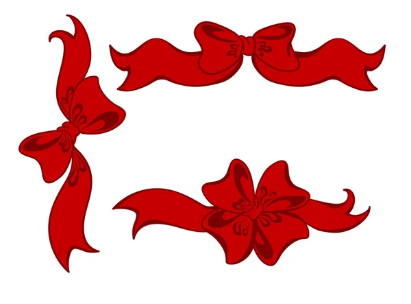 Set of 3 red ribbon — Stock Vector