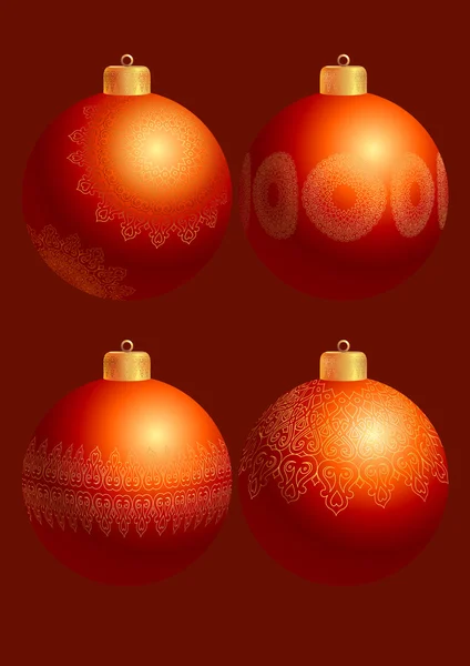 Red New Year's balls — Stock Vector