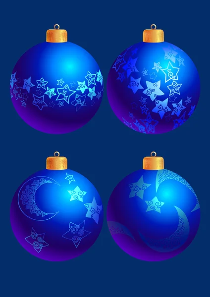 蓝色的新的一年的球 — 图库矢量图片