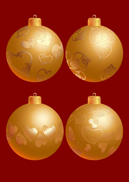 Золотые новогодние мячи — стоковый вектор