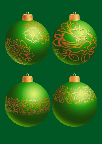 Green New Year 's balls — стоковый вектор
