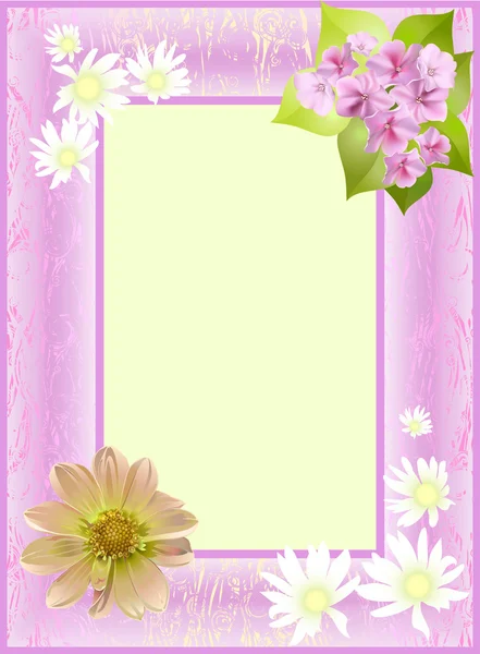 Cadre décoratif de fleurs — Image vectorielle