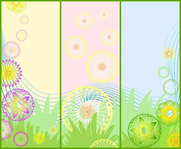 三个不同花卉横幅 — 图库矢量图片
