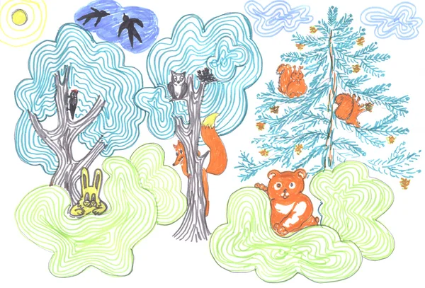 Vahşi hayvanlar ile orman peri masalı — Stok fotoğraf