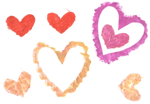 Watercolors hearts, valentine's — Stock Photo, Image