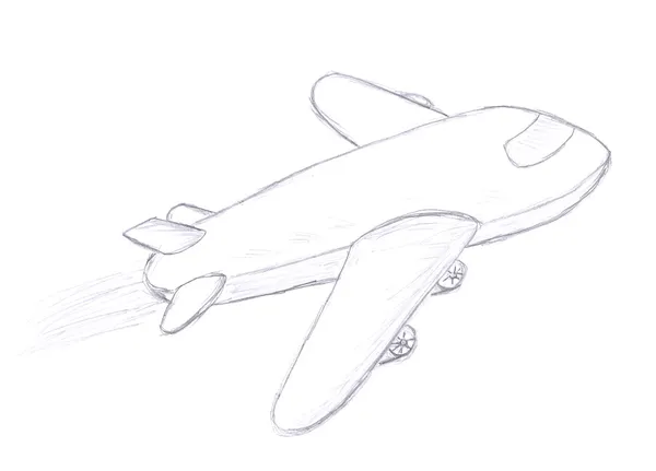 Flying airplane sketch — Stock Photo, Image