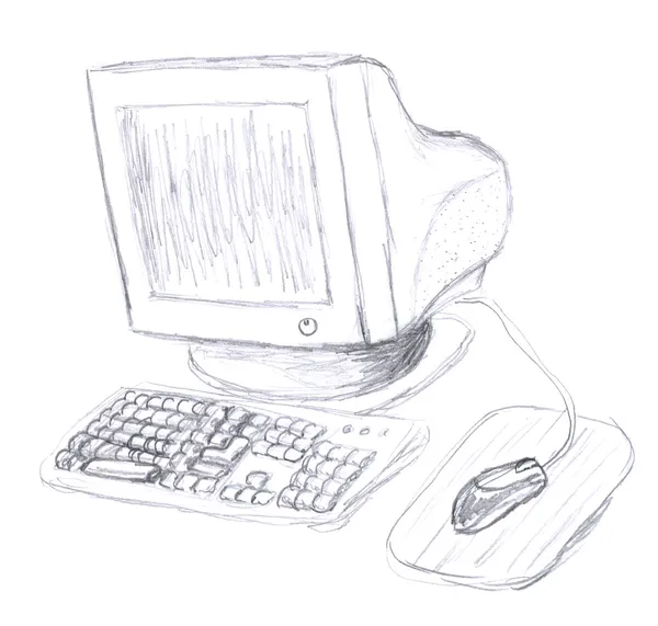 Staré počítače skicaπαλιό υπολογιστή σκίτσο — Stock fotografie