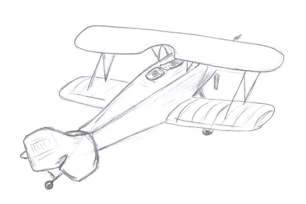 Flying airplane sketch — Stock Photo, Image