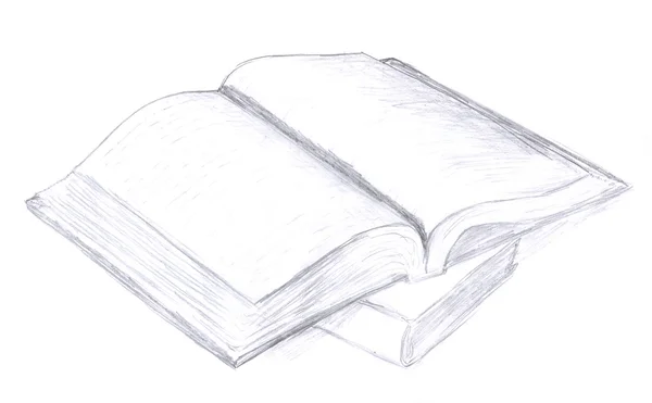 Opened book sketch — Stockfoto