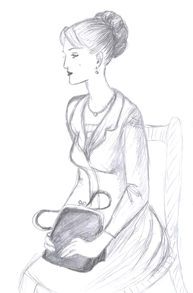 Ülő nő, vázlat — Stock Fotó