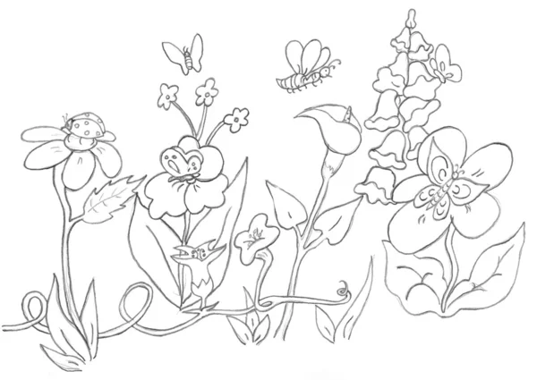 Kresba květin — Stock fotografie