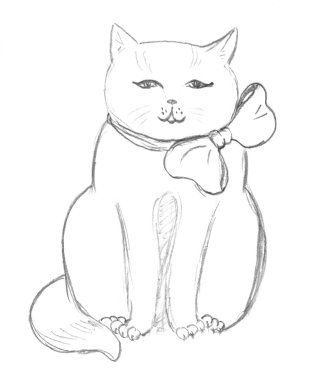 Sitting cat sketch clipart