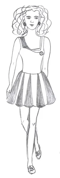 Fashionable girl sketch — Stock Photo, Image
