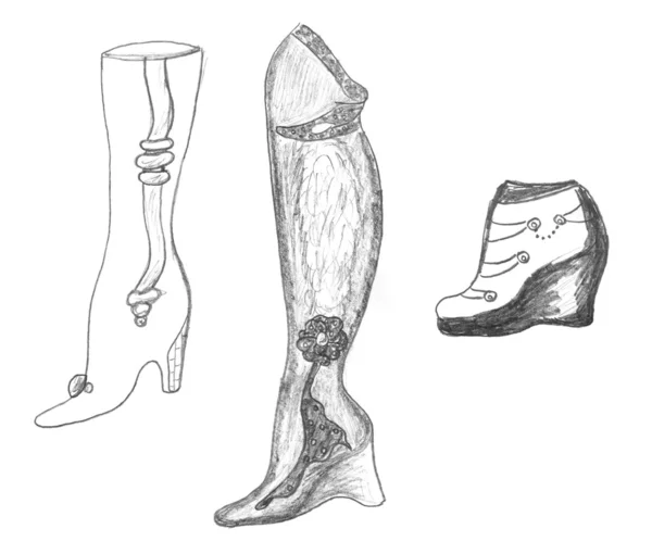 Juego de zapatos femeninos, boceto — Foto de Stock