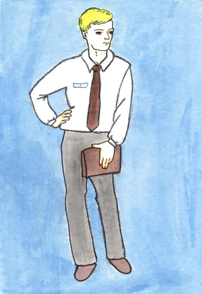 Business män akvareller ritning — Stockfoto