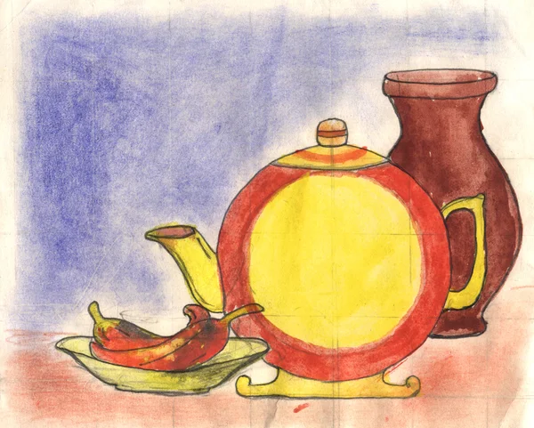 Still-life watercolors drawing — Stock Photo, Image