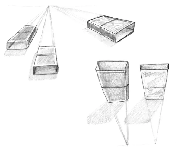 Geometria perspektywy rysunku, szkicu — Zdjęcie stockowe