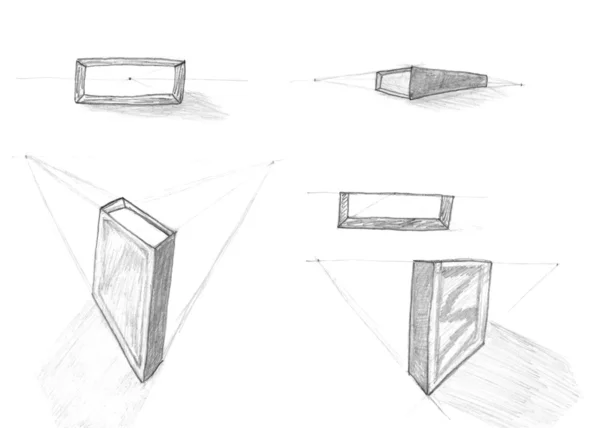 Geometrie perspectief tekening, schets — Stockfoto