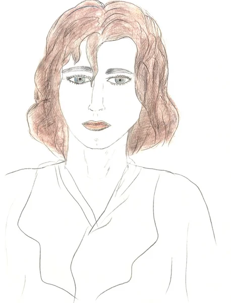 Drawing of girl`s portrait — Stock Photo, Image