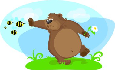 The bear stoped bees clipart