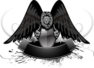 Lion and shield isolated clipart