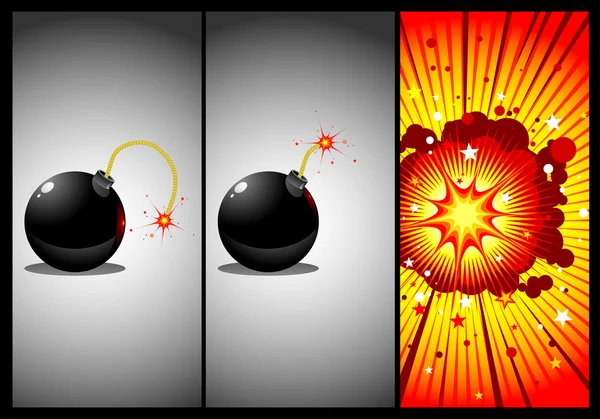 Bomb i tre åtgärder — Stock vektor