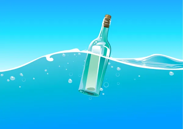 Water wave and bottle — Stock Vector