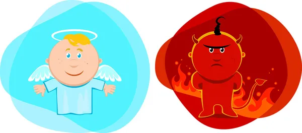 Ange et diable enfants — Image vectorielle