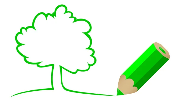 Árbol dibujado por un lápiz — Vector de stock