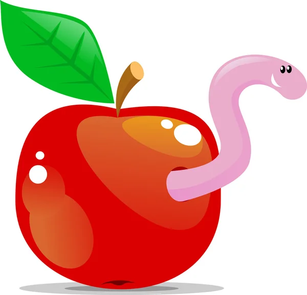 Pomme avec ver — Image vectorielle