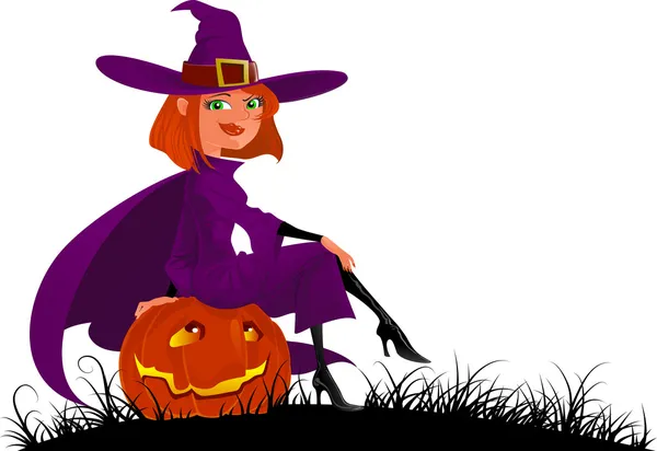 Bruxa de Halloween bonito — Vetor de Stock