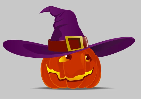Halloween pompoen en een heks hoed — Stockvector
