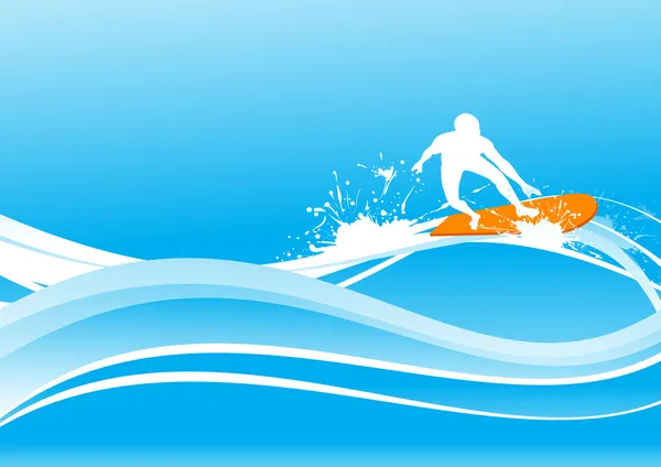 Surfen auf der blauen Welle — Stockvektor