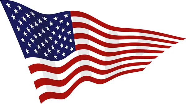 Americká vlajka ve větru — Stockový vektor