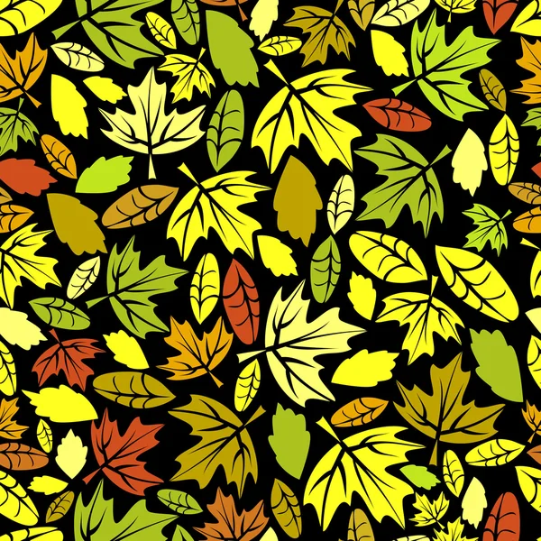 黒シームレスな秋の葉 — ストックベクタ