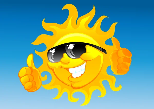 Cartoon sun in sunglasses — Stock Vector