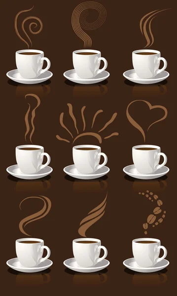Kaffekopper og damp – stockvektor