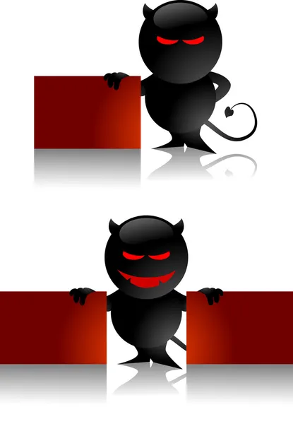 Devil toy and banner — Stock Vector